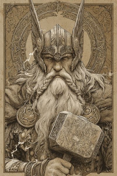 Norse God Thor — Vintage Print. poster
