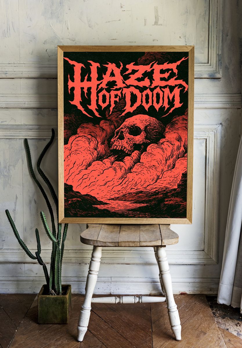 Haze of Doom Typography Poster. room preview