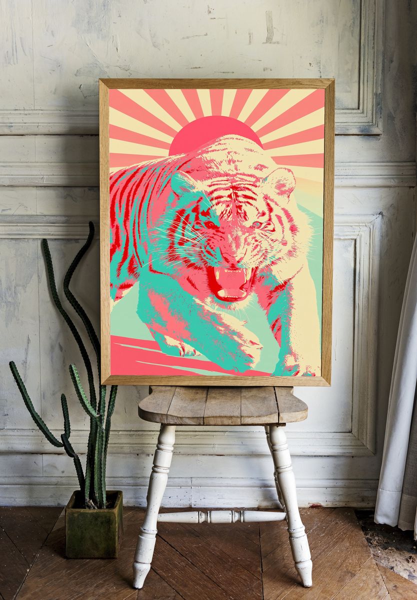 Roaring Tiger Pop Art Poster. — room view 1