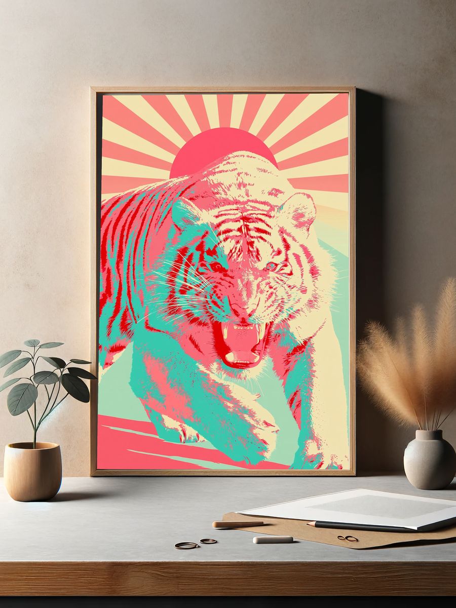Roaring Tiger Pop Art Poster. — room view 2