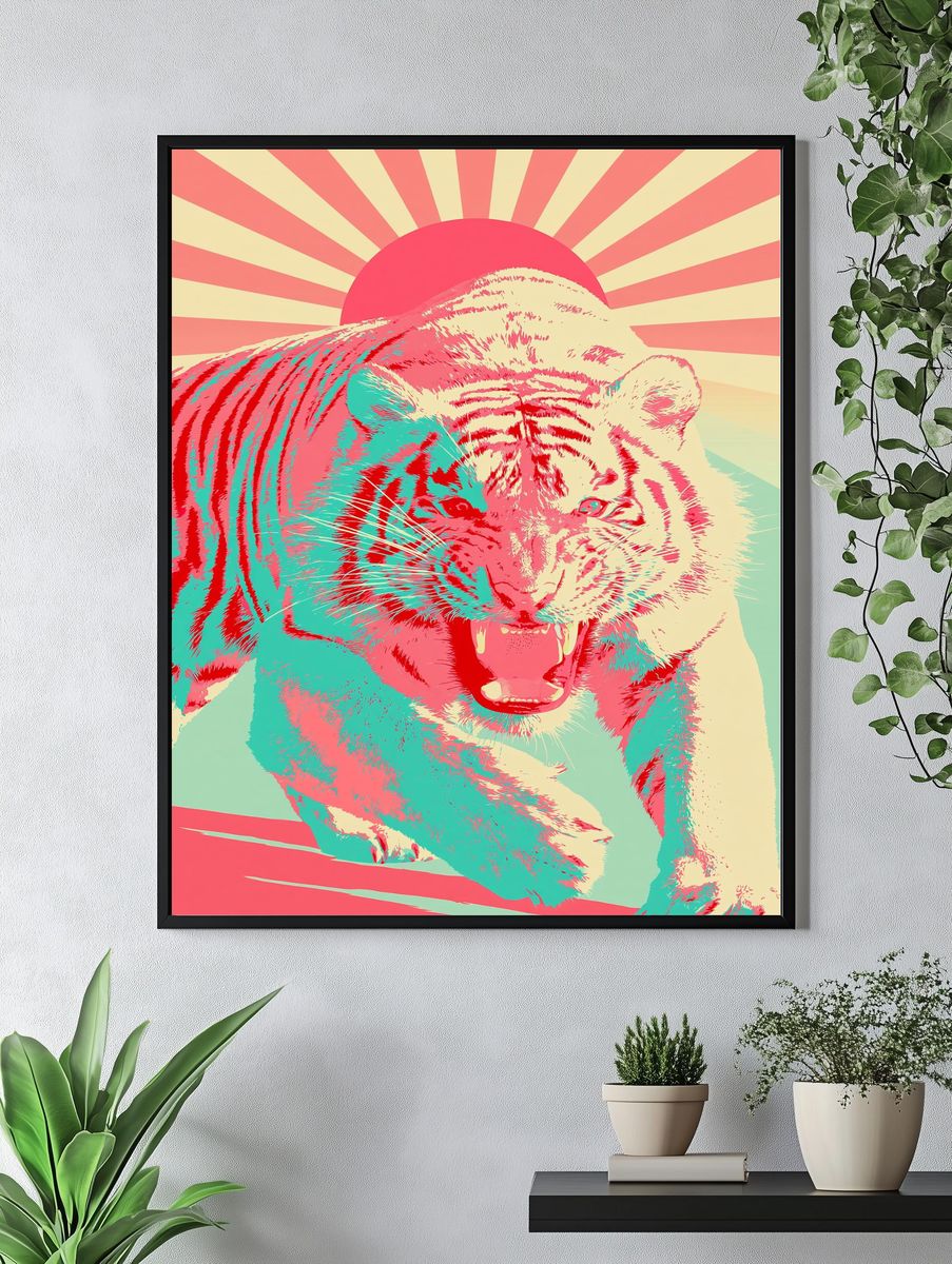 Roaring Tiger Pop Art Poster. — room view 4
