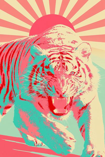 Roaring Tiger Pop Art Poster. poster