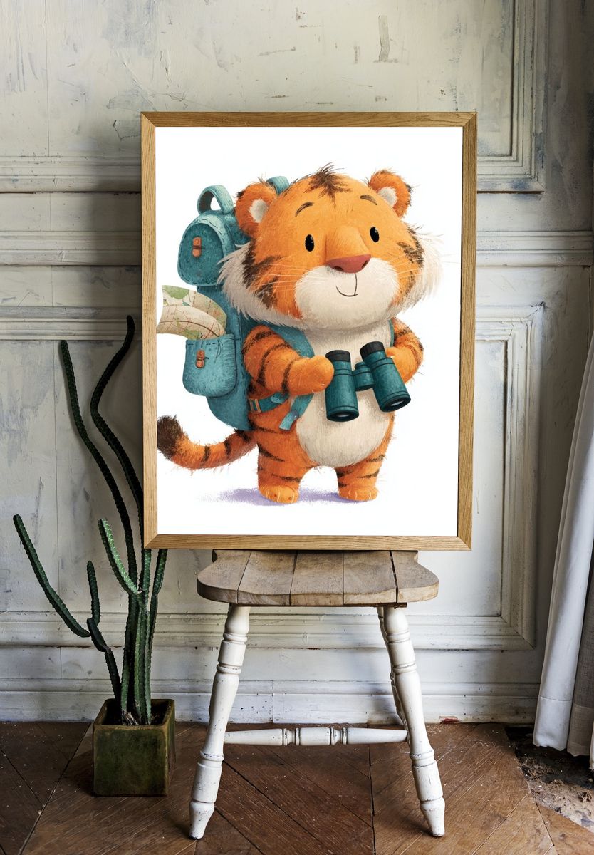Adventurous Tiger — Illustration Print room preview
