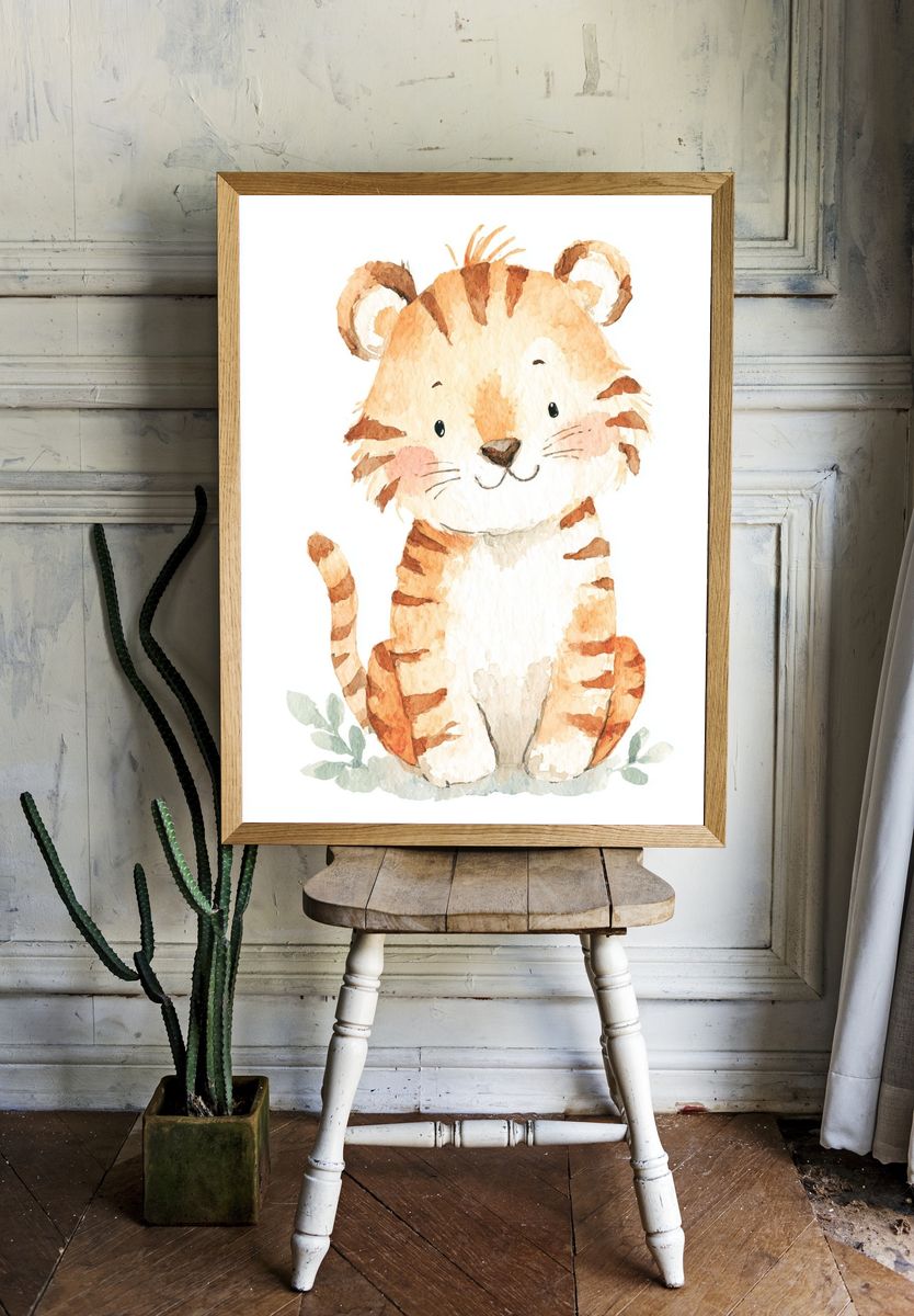 Cute Tiger Illustration Poster. — room view 1
