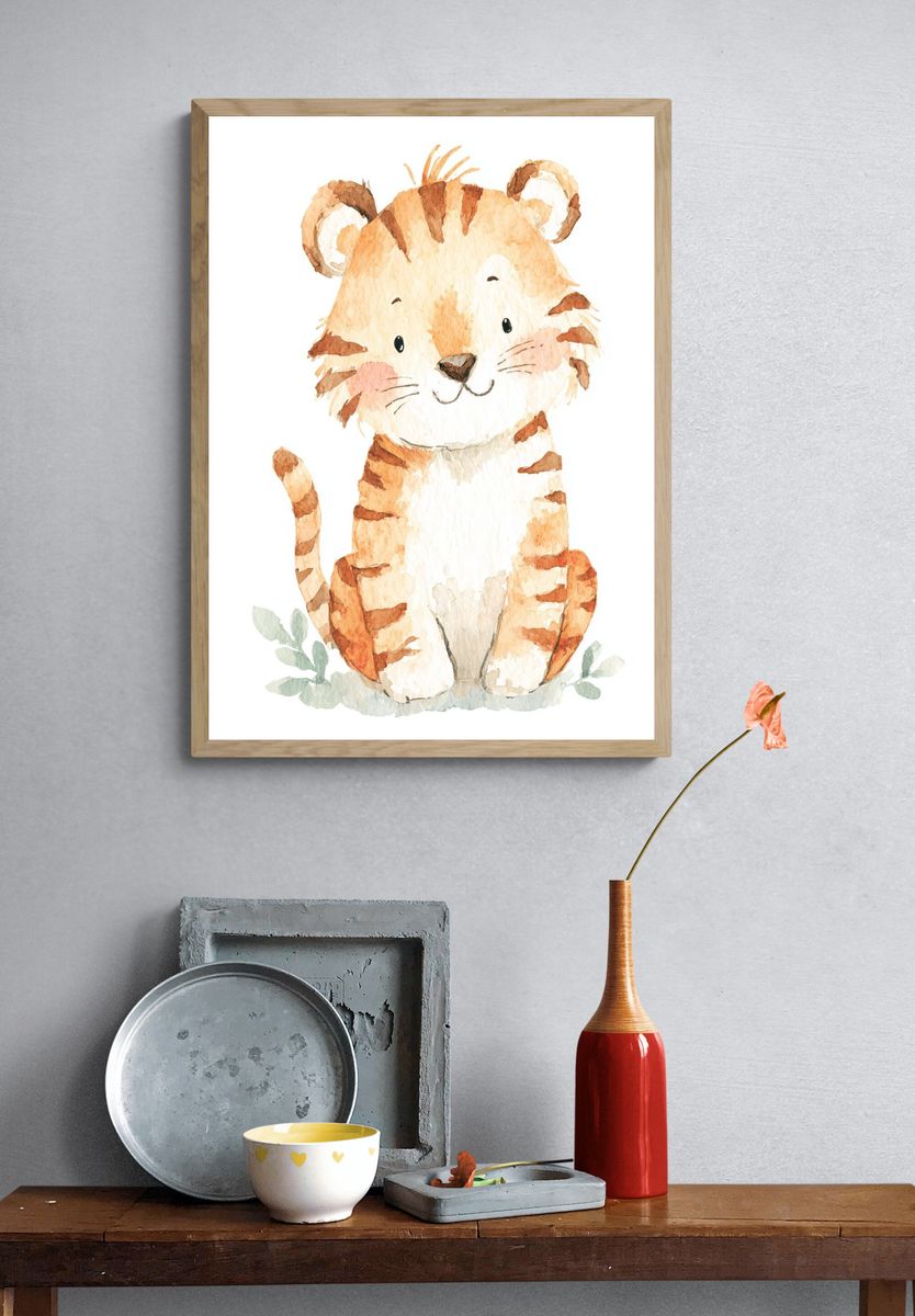 Cute Tiger Illustration Poster. — room view 3