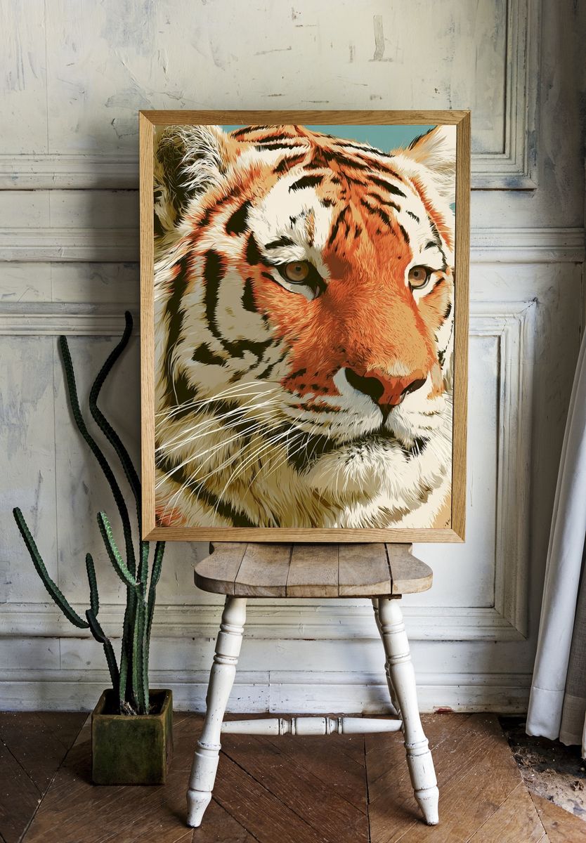 Tiger Portrait Illustration Poster. — room view 1