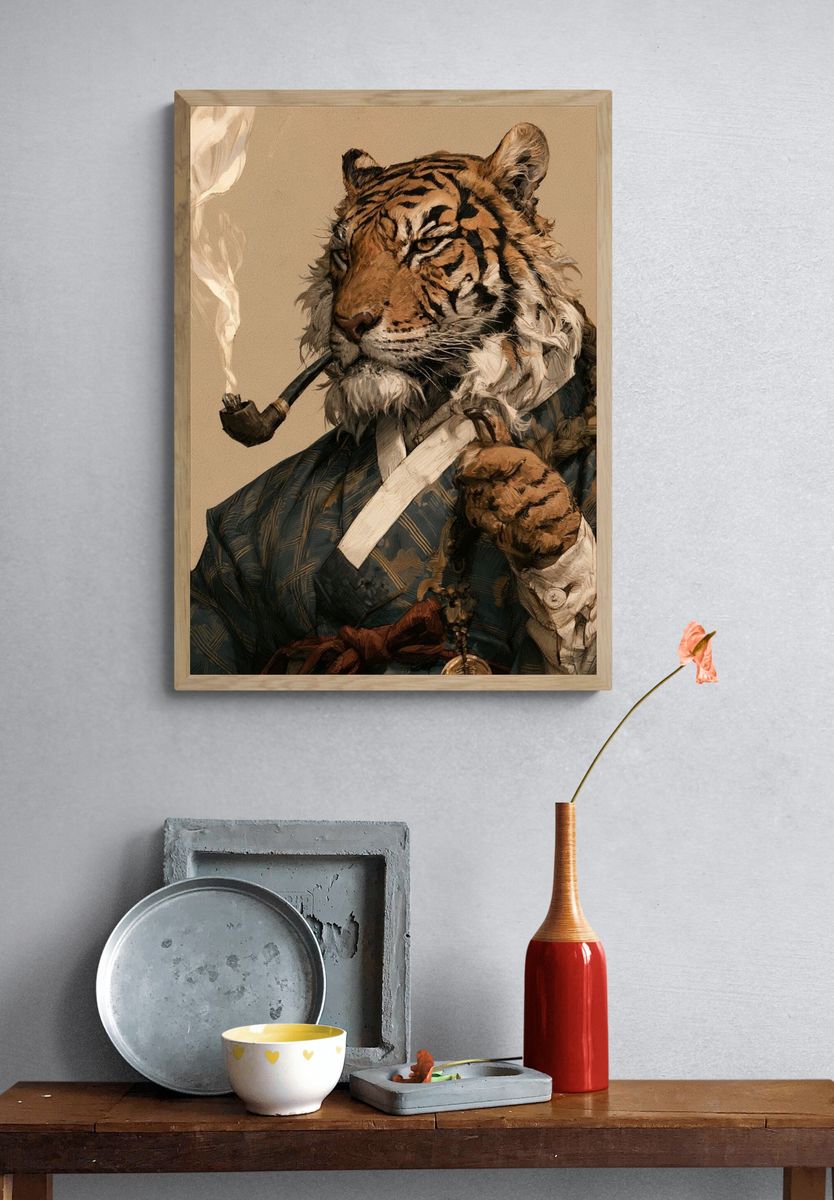 Gentleman Tiger Portrait Print. — room view 3