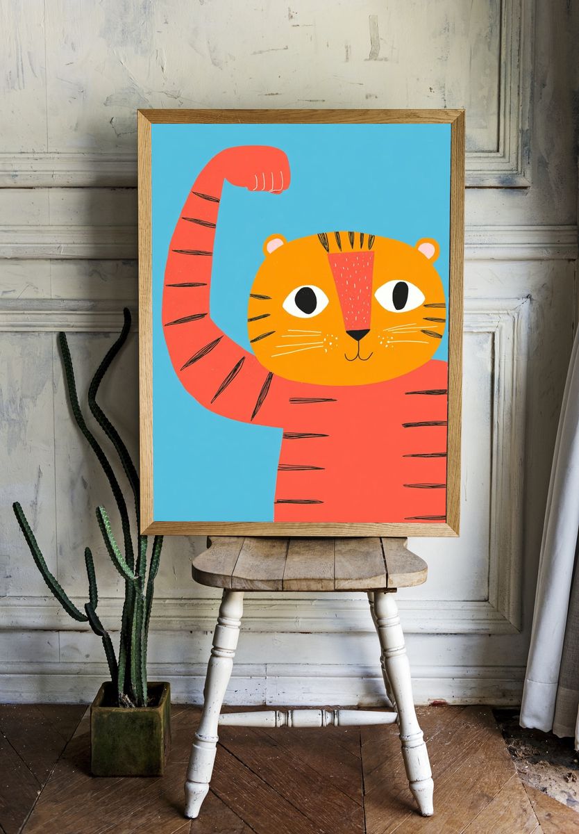 Strong Tiger Illustration Poster. room preview