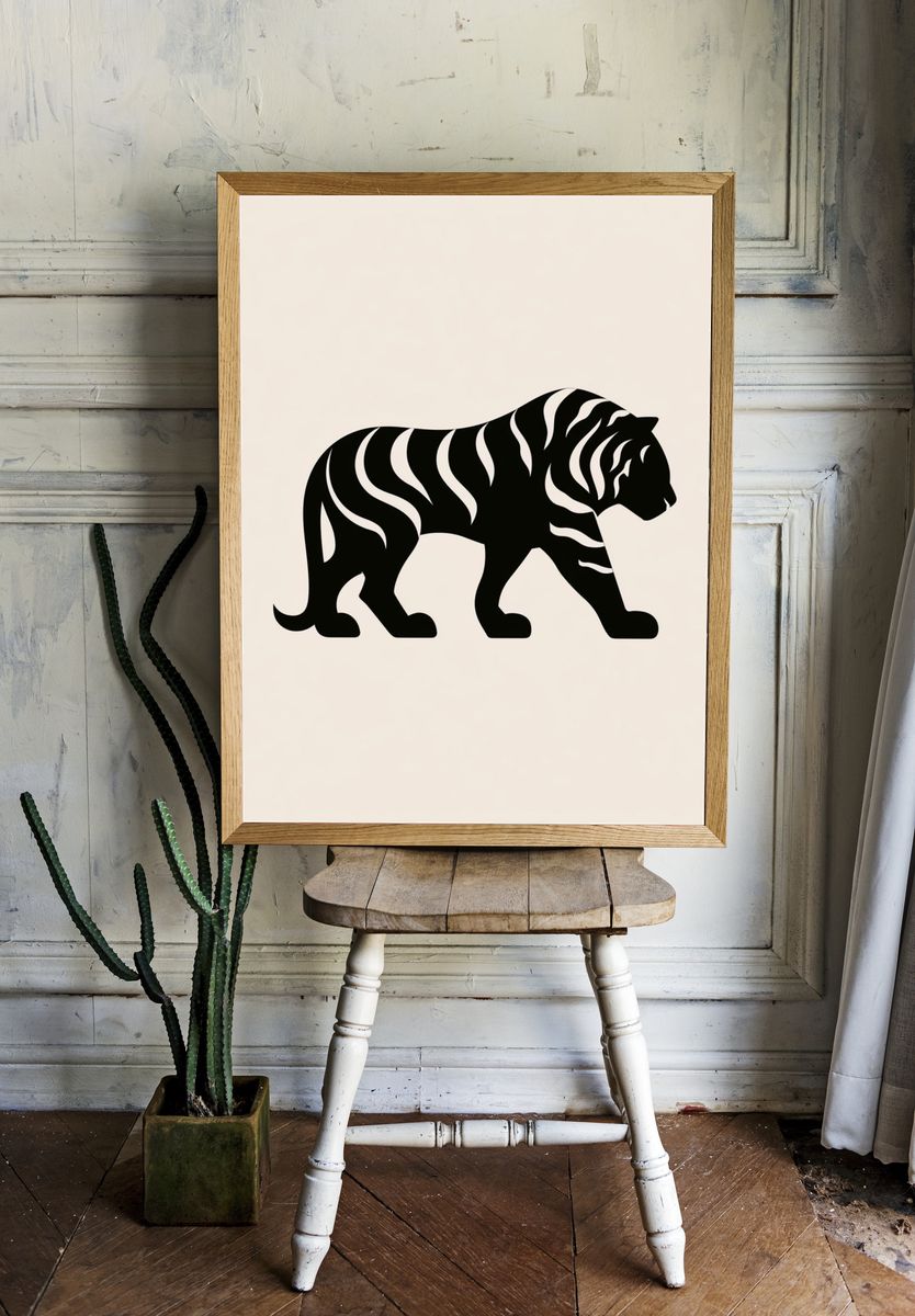 Walking Tiger Minimalist Print. — room view 1