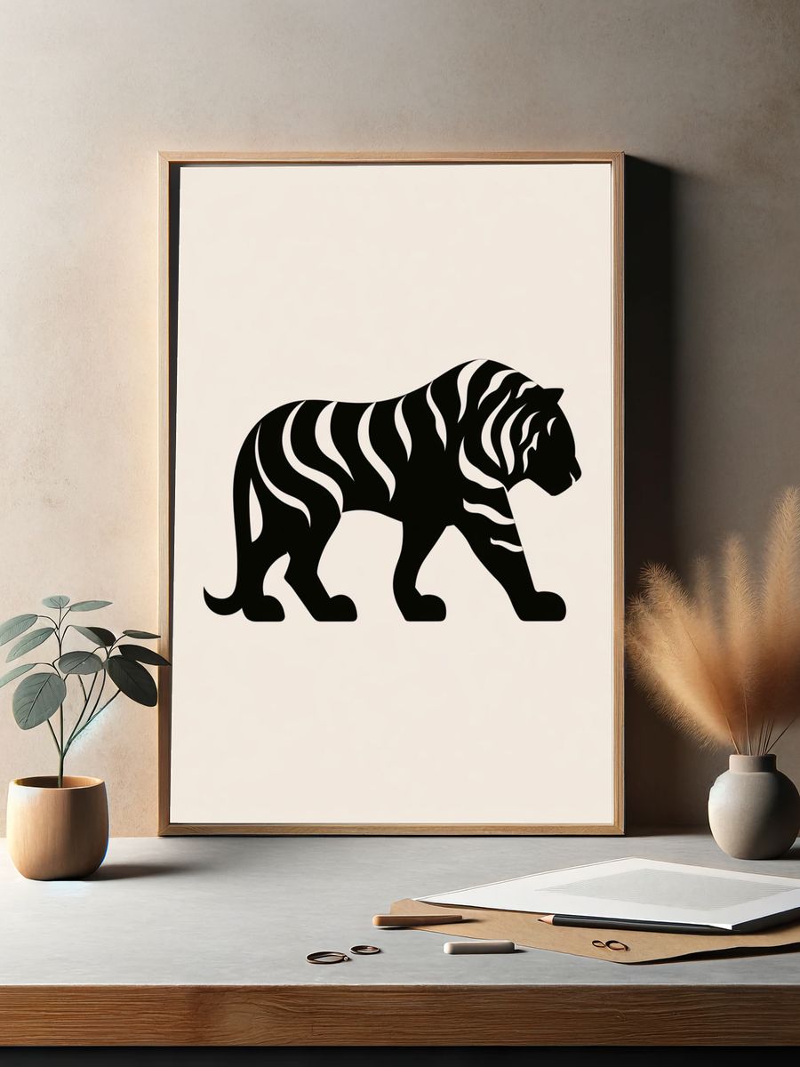 Walking Tiger Minimalist Print. — room view 2