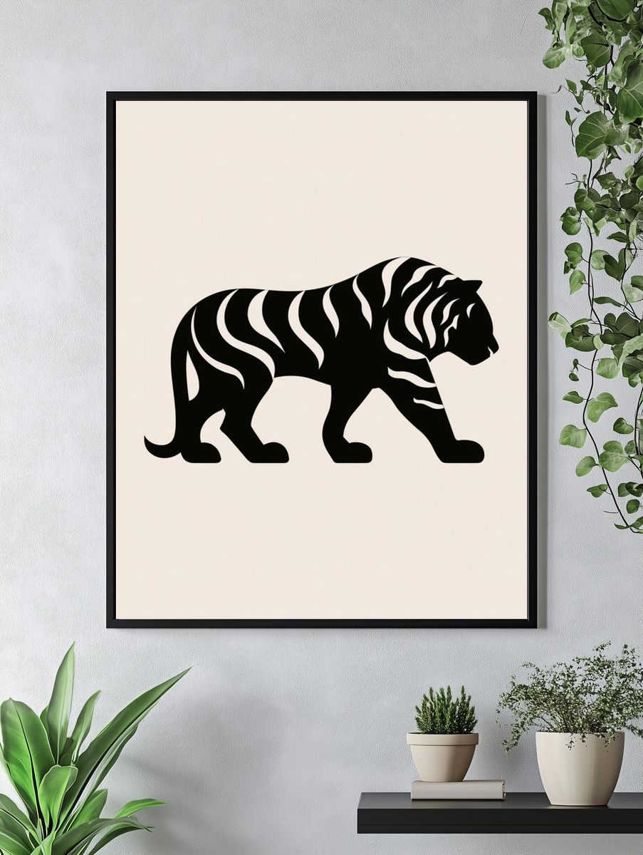 Walking Tiger Minimalist Print. — room view 4