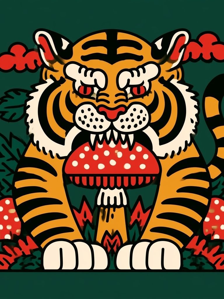 Tiger Mushroom Illustration Poster. poster detail