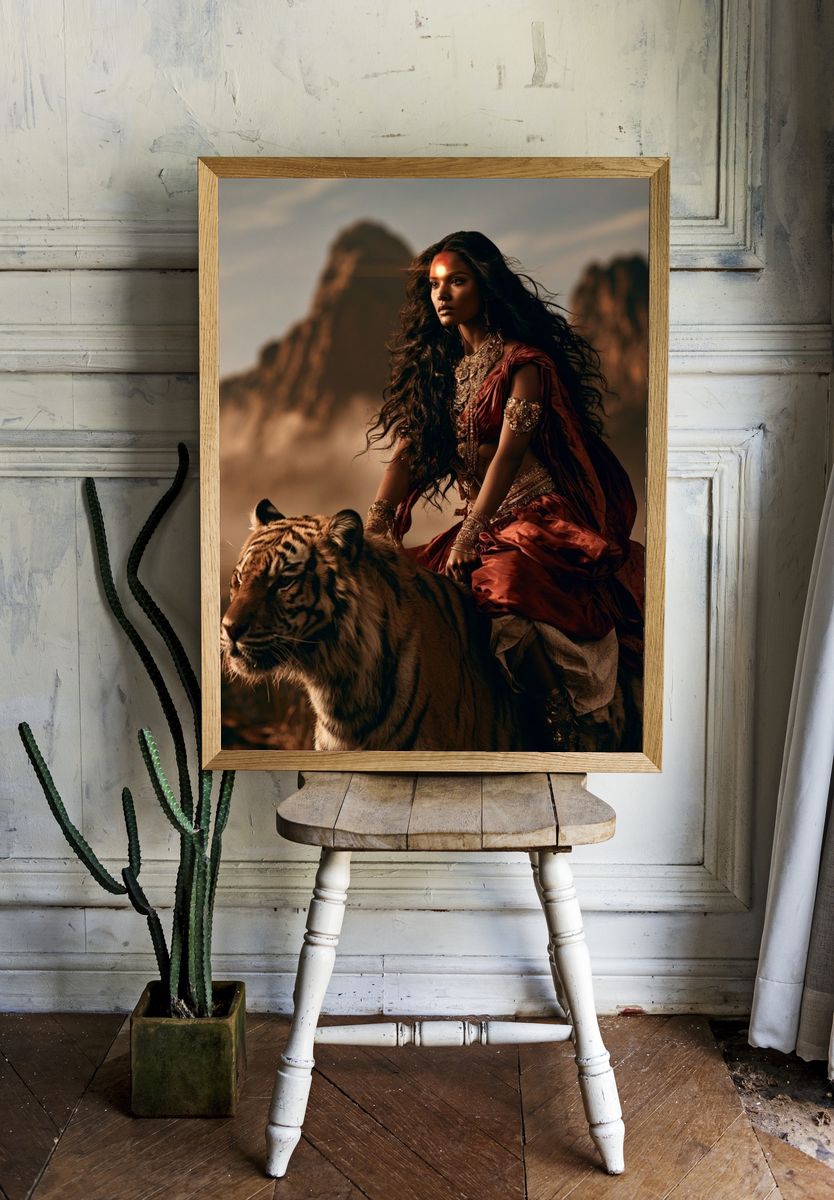 Tiger Rider Fantasy Poster. room preview