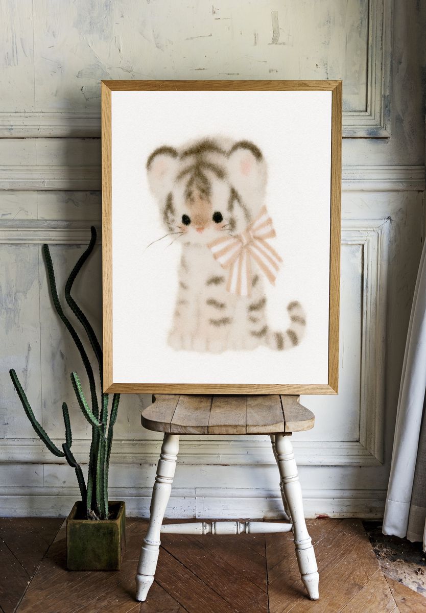Baby Tiger Watercolor Poster. room preview