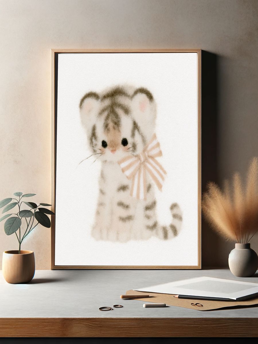 Baby Tiger Watercolor Poster. — room view 2