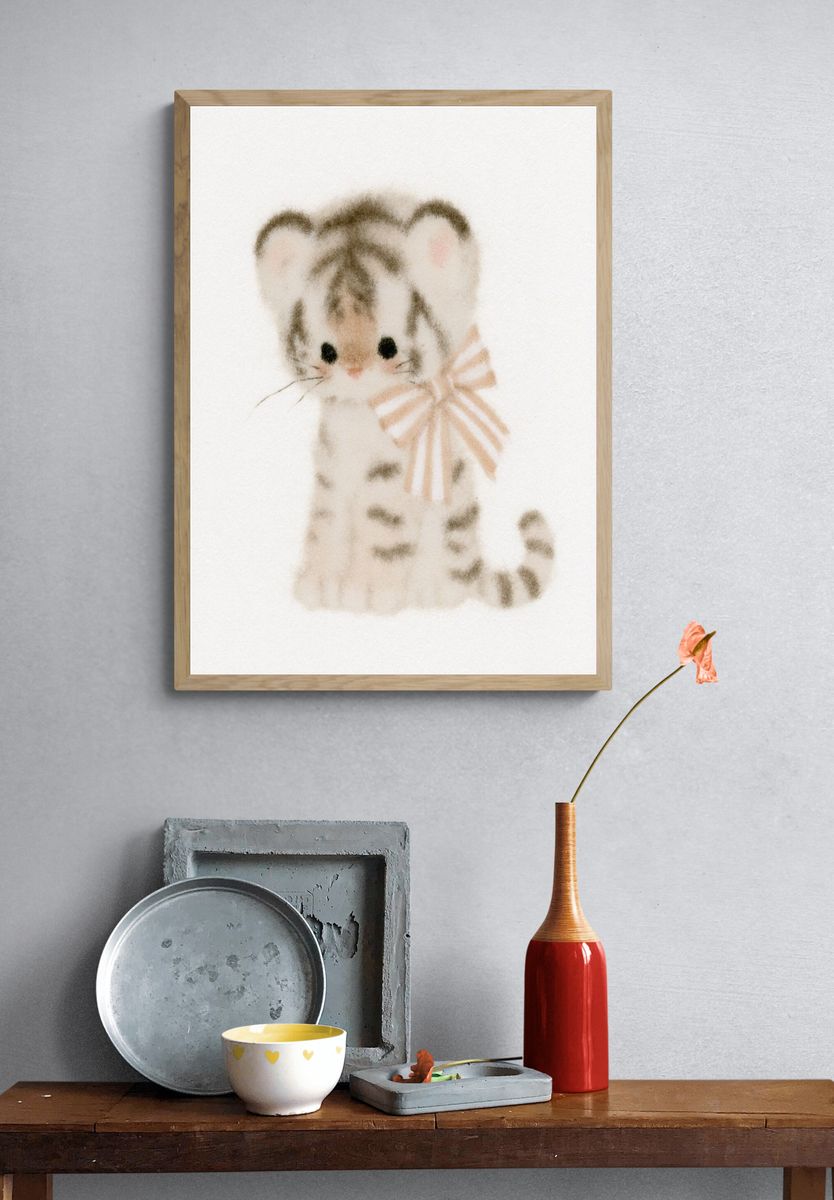 Baby Tiger Watercolor Poster. — room view 3