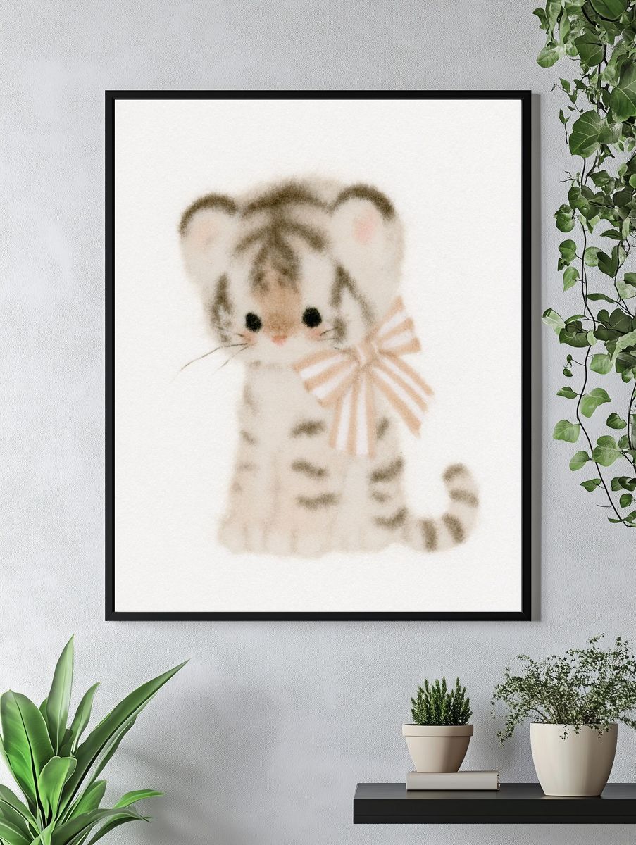 Baby Tiger Watercolor Poster. — room view 4
