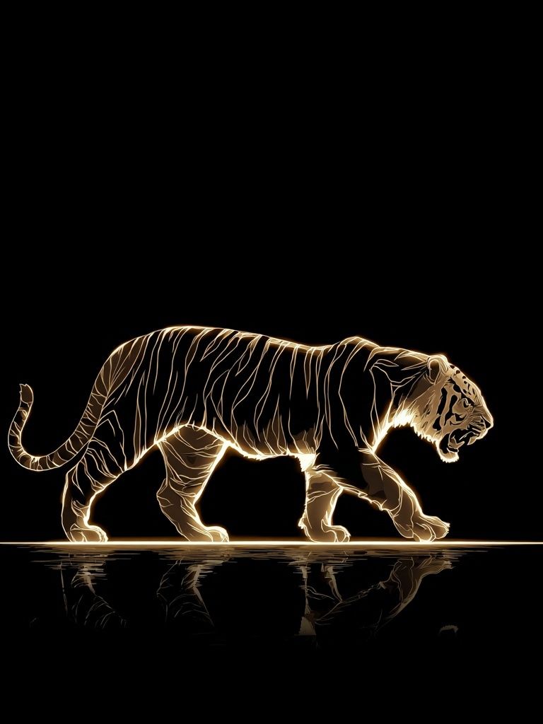 Glowing Tiger Line Art Poster. poster — animals art