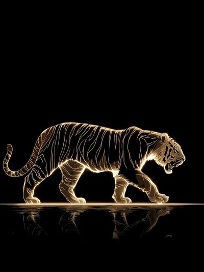 Glowing Tiger Line Art Poster. poster