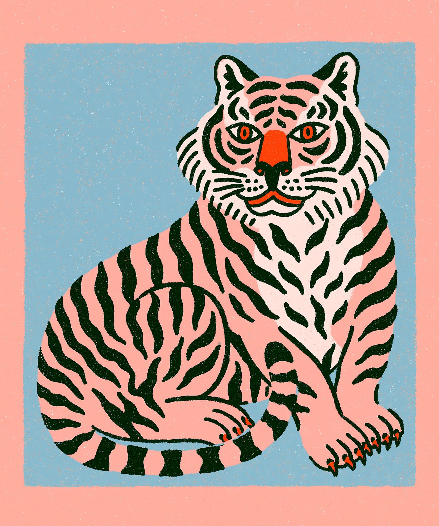 Pink Tiger Illustration Poster. poster detail