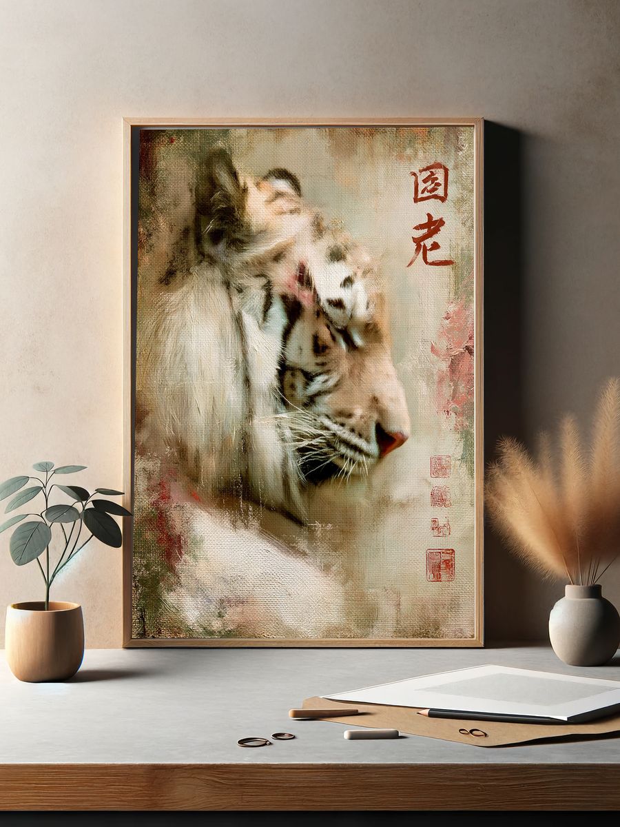 Tiger Ink Portrait Poster. — room view 2