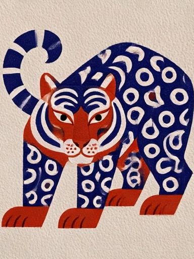 Decorative Tiger Illustration Poster. poster — illustration art
