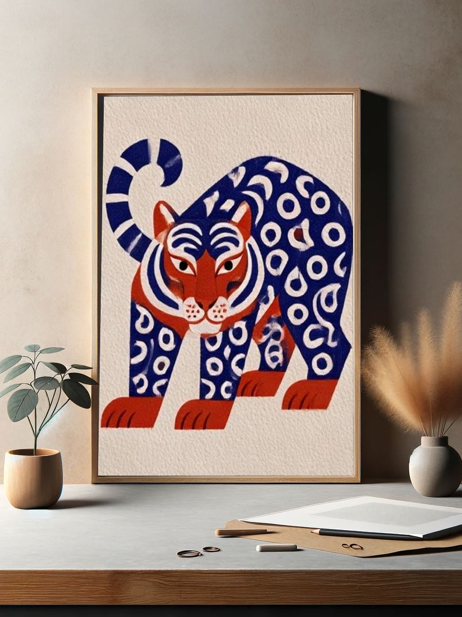 Decorative Tiger Illustration Poster. — room view 2