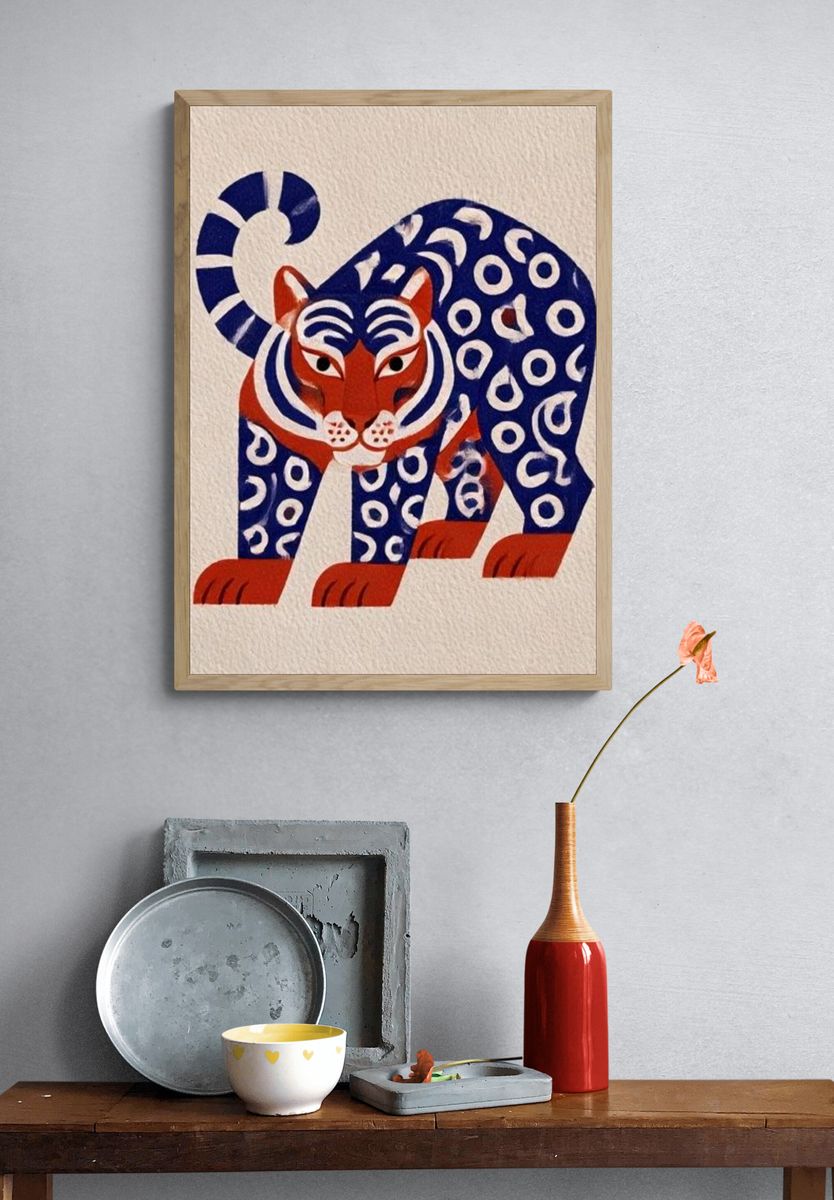 Decorative Tiger Illustration Poster. — room view 3