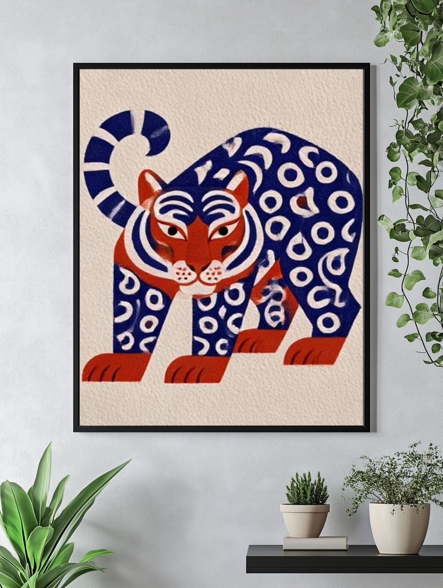 Decorative Tiger Illustration Poster. — room view 4