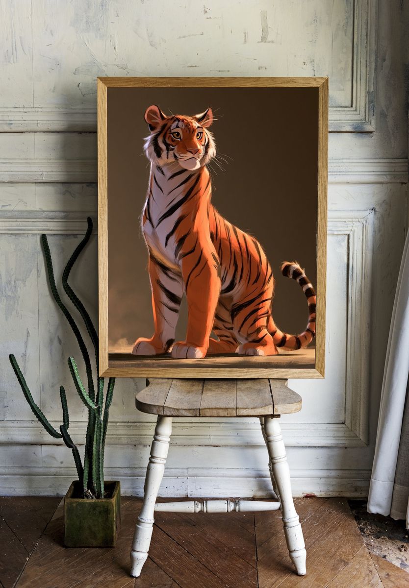 Majestic Tiger Digital Art Poster. room preview
