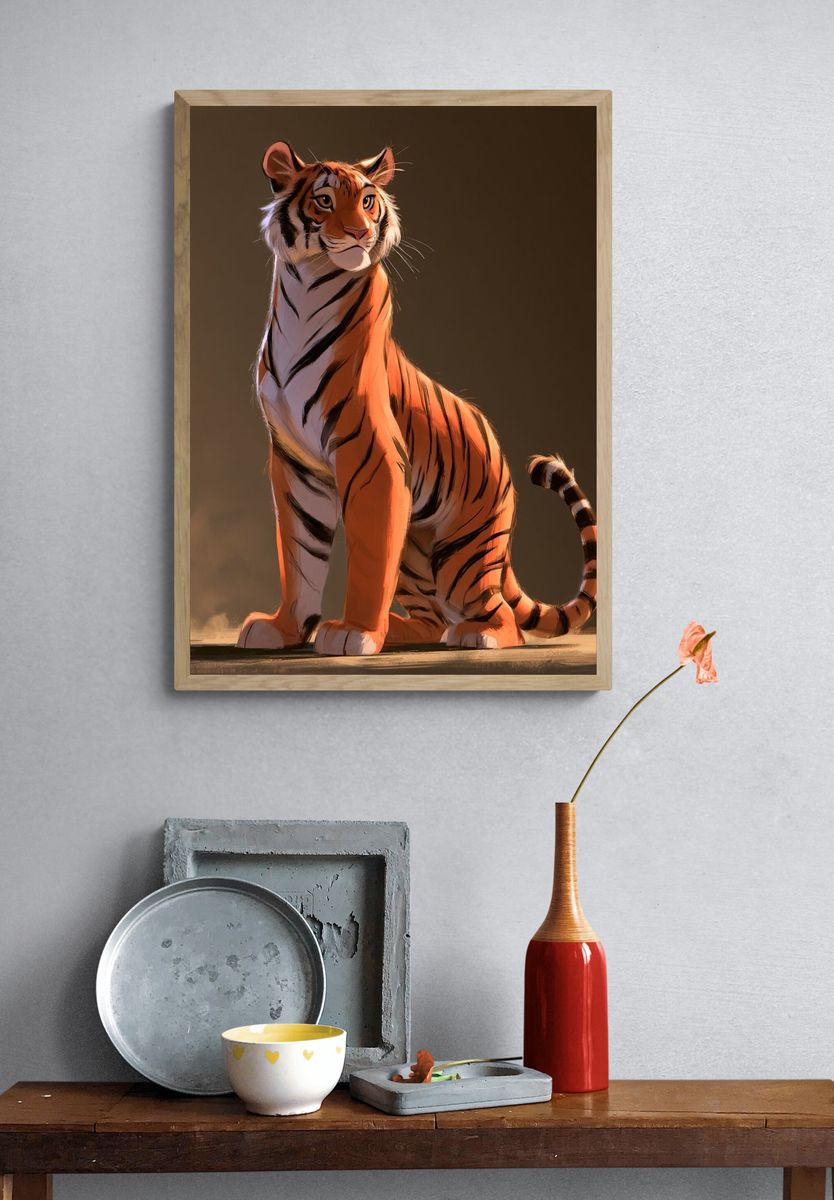 Majestic Tiger Digital Art Poster. — room view 3