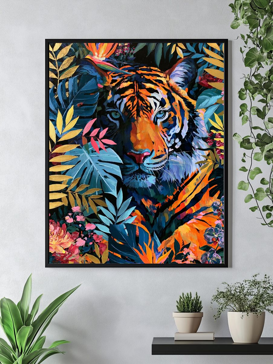 Tropical Tiger Botanical Poster. — room view 4
