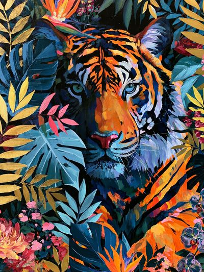 Tropical Tiger Botanical Poster. poster