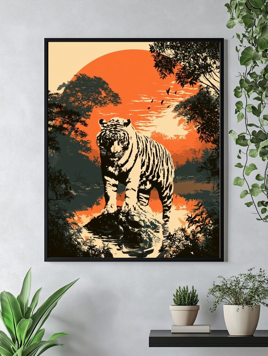 Tiger at Sunset Illustration Poster. — room view 4