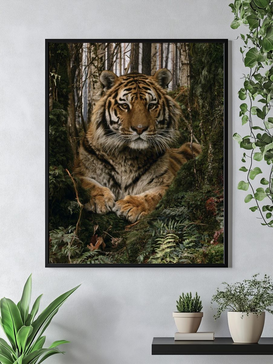 Tiger in Forest Photography Poster. — room view 4