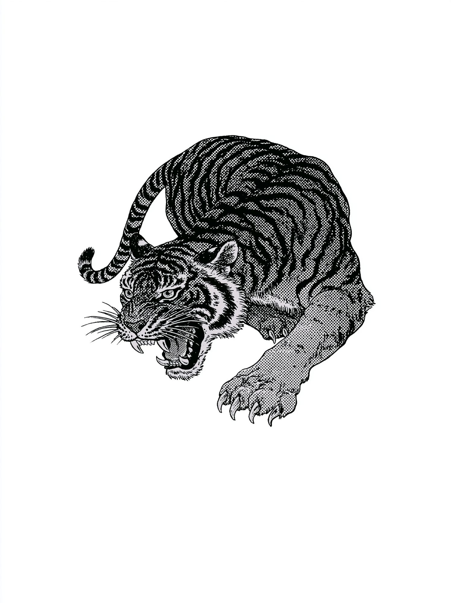 Roaring Tiger Ink Print. poster — animals art