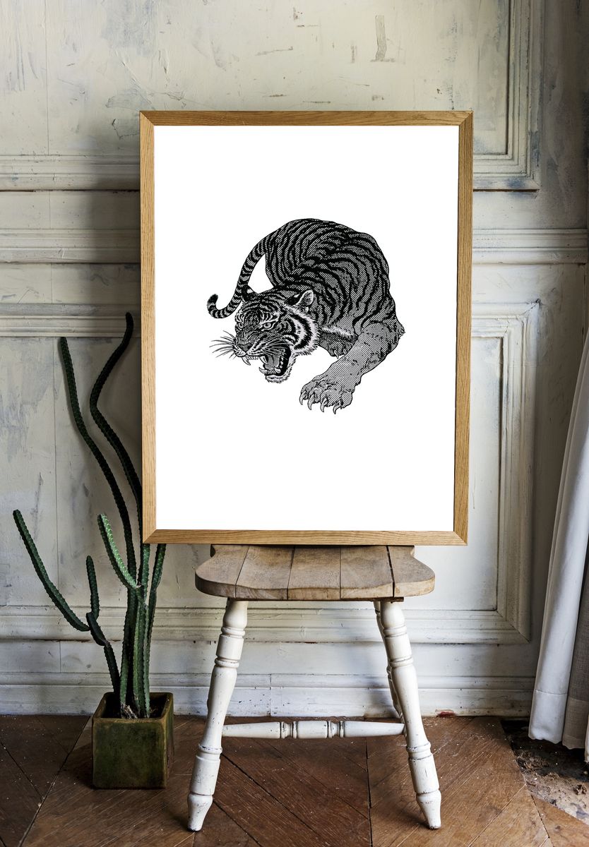 Roaring Tiger Ink Print. — room view 1