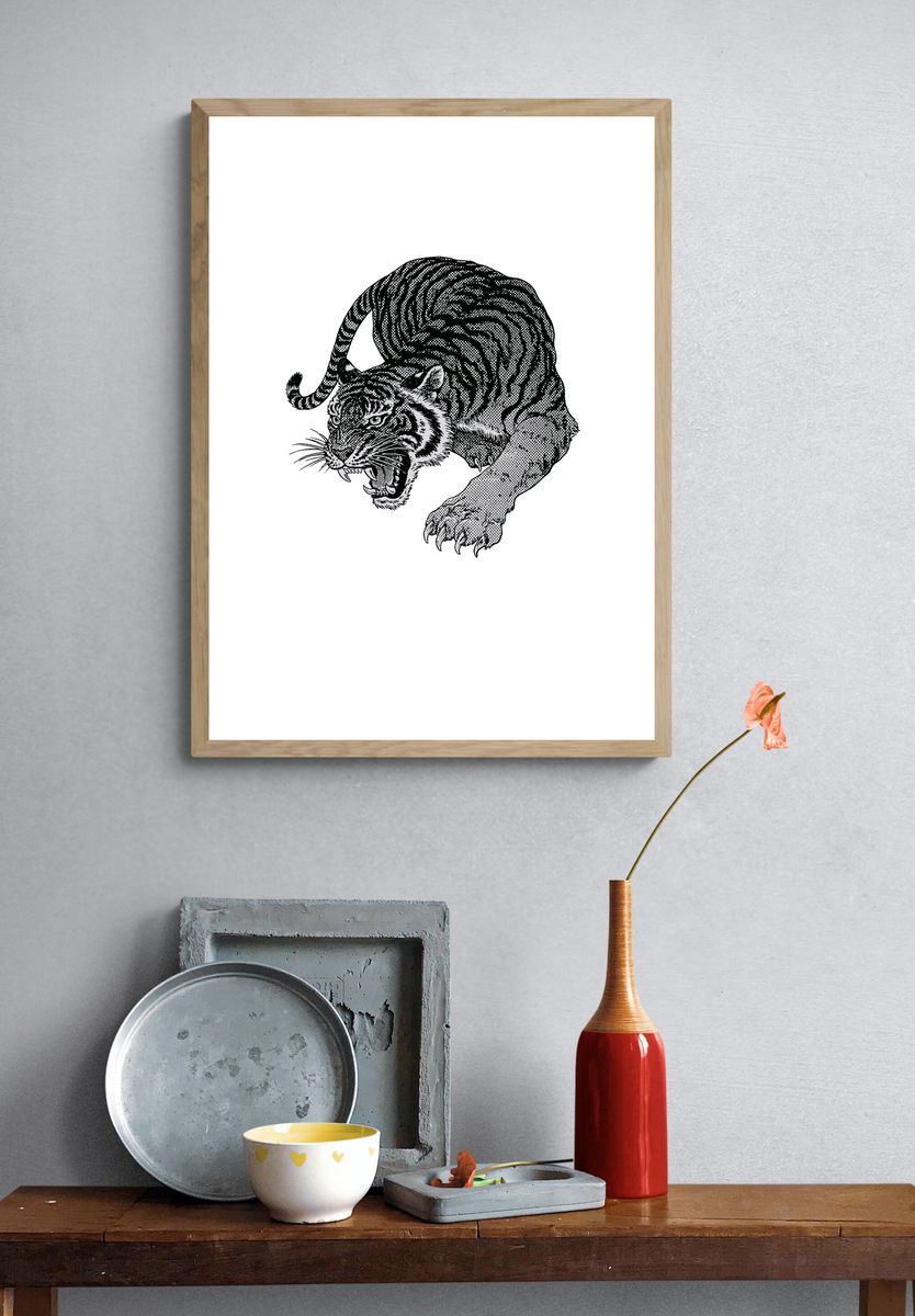 Roaring Tiger Ink Print. — room view 3