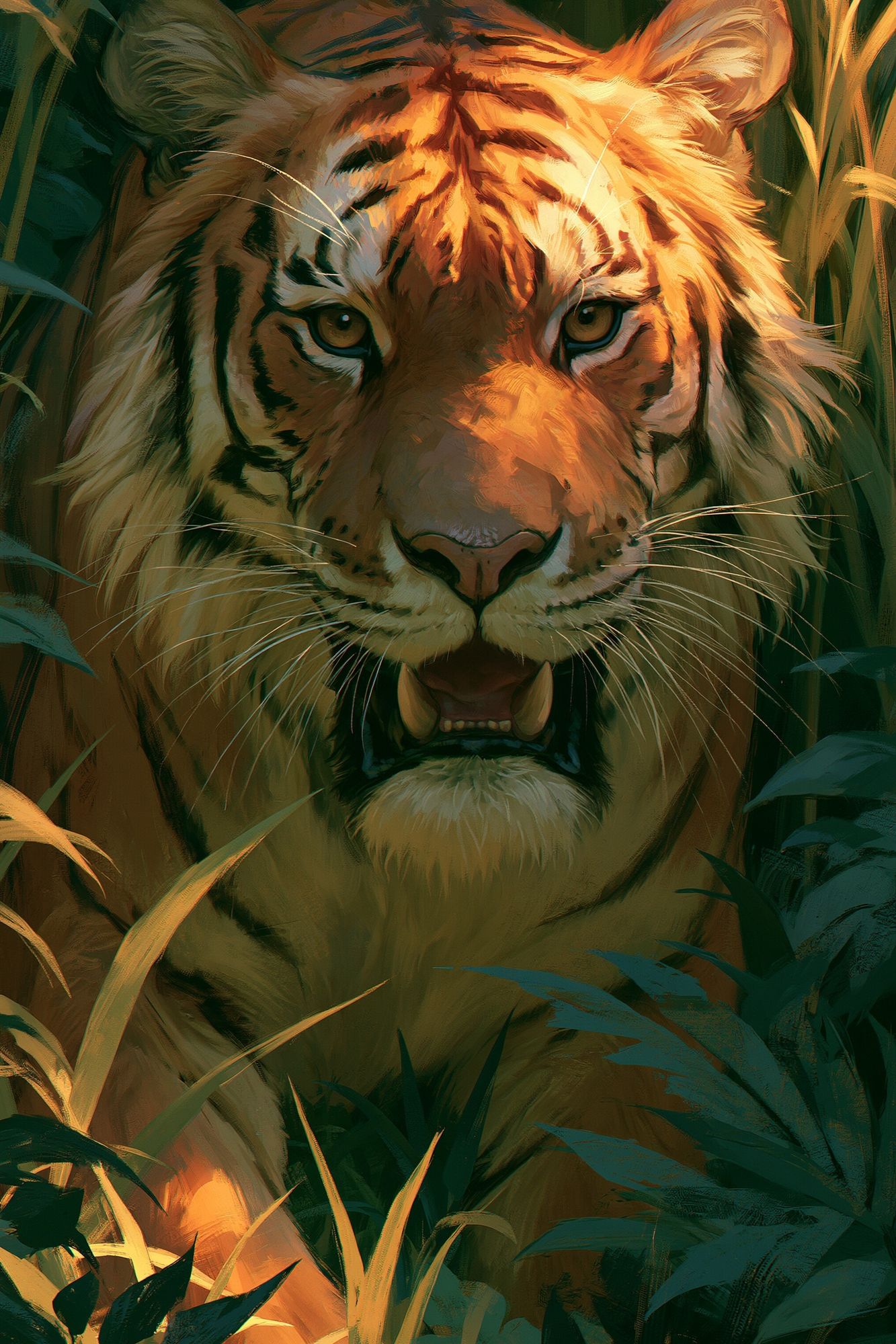 Tiger in Jungle Illustration Poster. poster detail