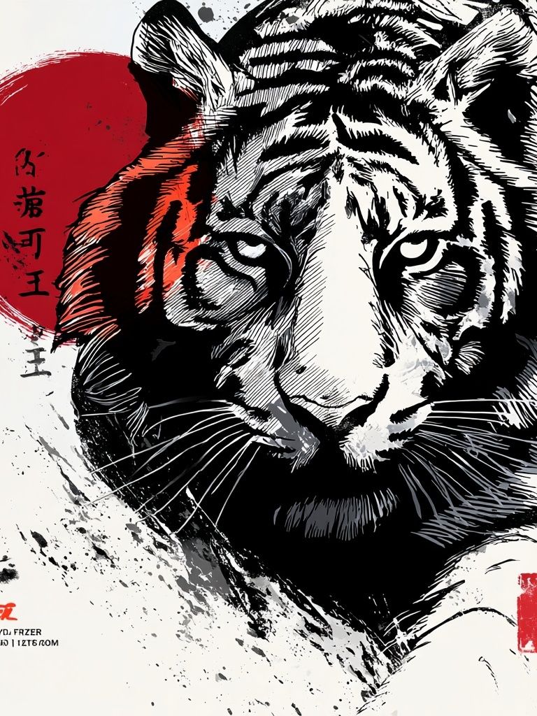 Tiger Ink Brush Poster. poster detail