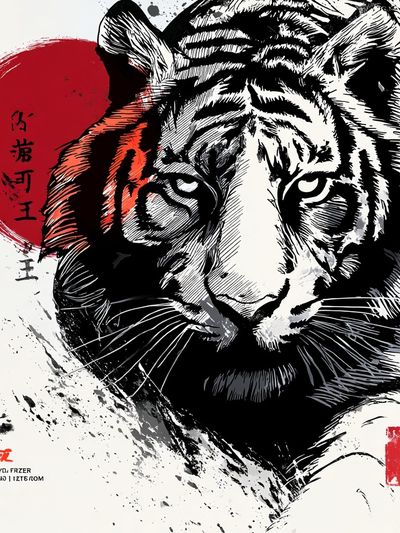 Tiger Ink Brush Poster. poster