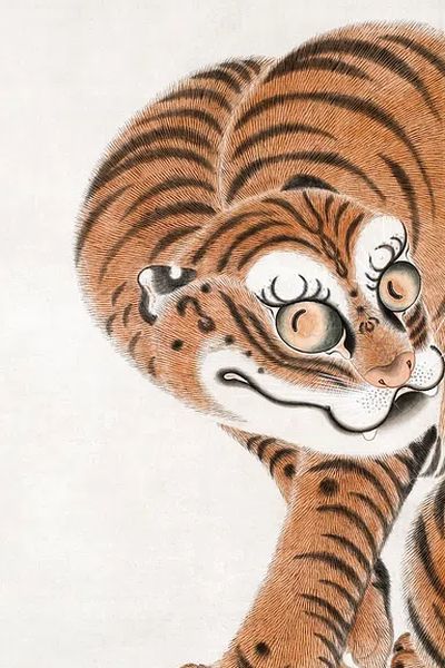 Playful Tiger Japanese Illustration Poster. poster