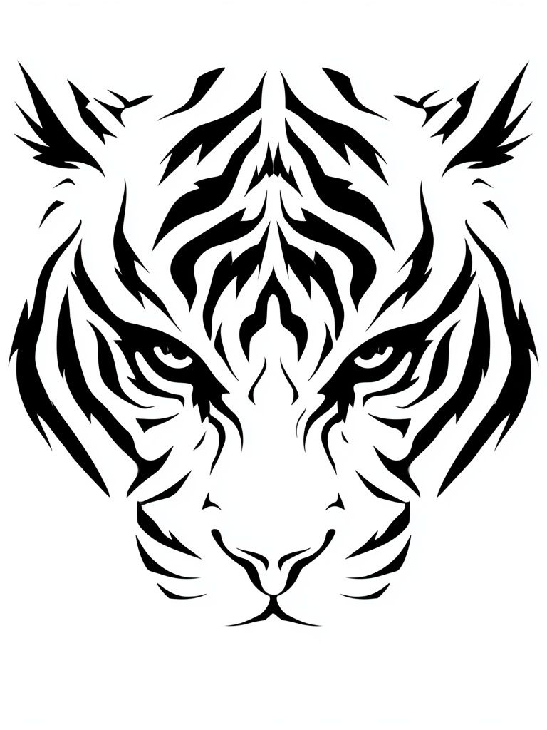 Tiger Face Line Art Poster. poster — animals art