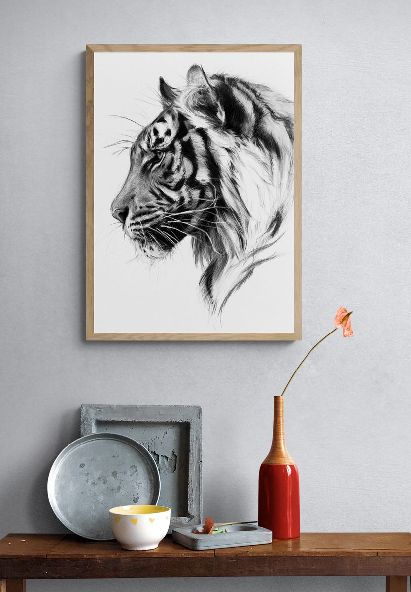 Tiger Profile Sketch Poster. — room view 3