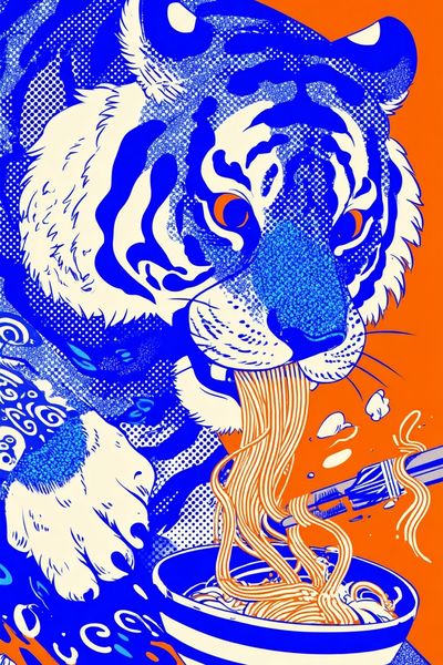 Tiger Eating Noodles