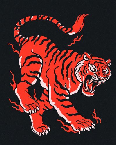 Roaring Tiger Illustration Poster. poster print