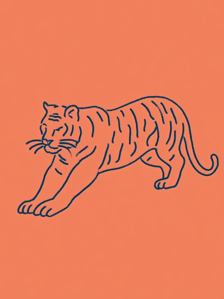 Tiger Line Art Poster. poster — animals art