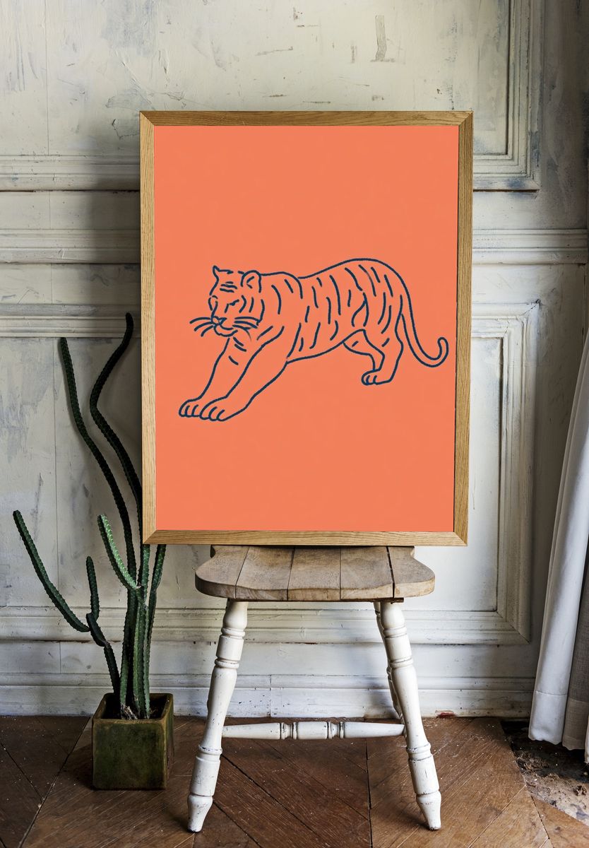 Tiger Line Art Poster. — room view 1