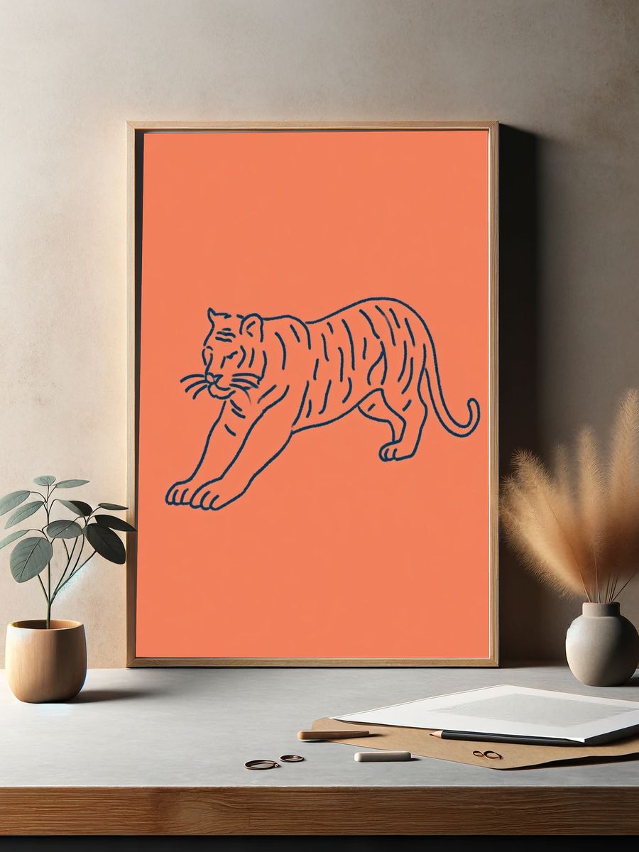 Tiger Line Art Poster. — room view 2