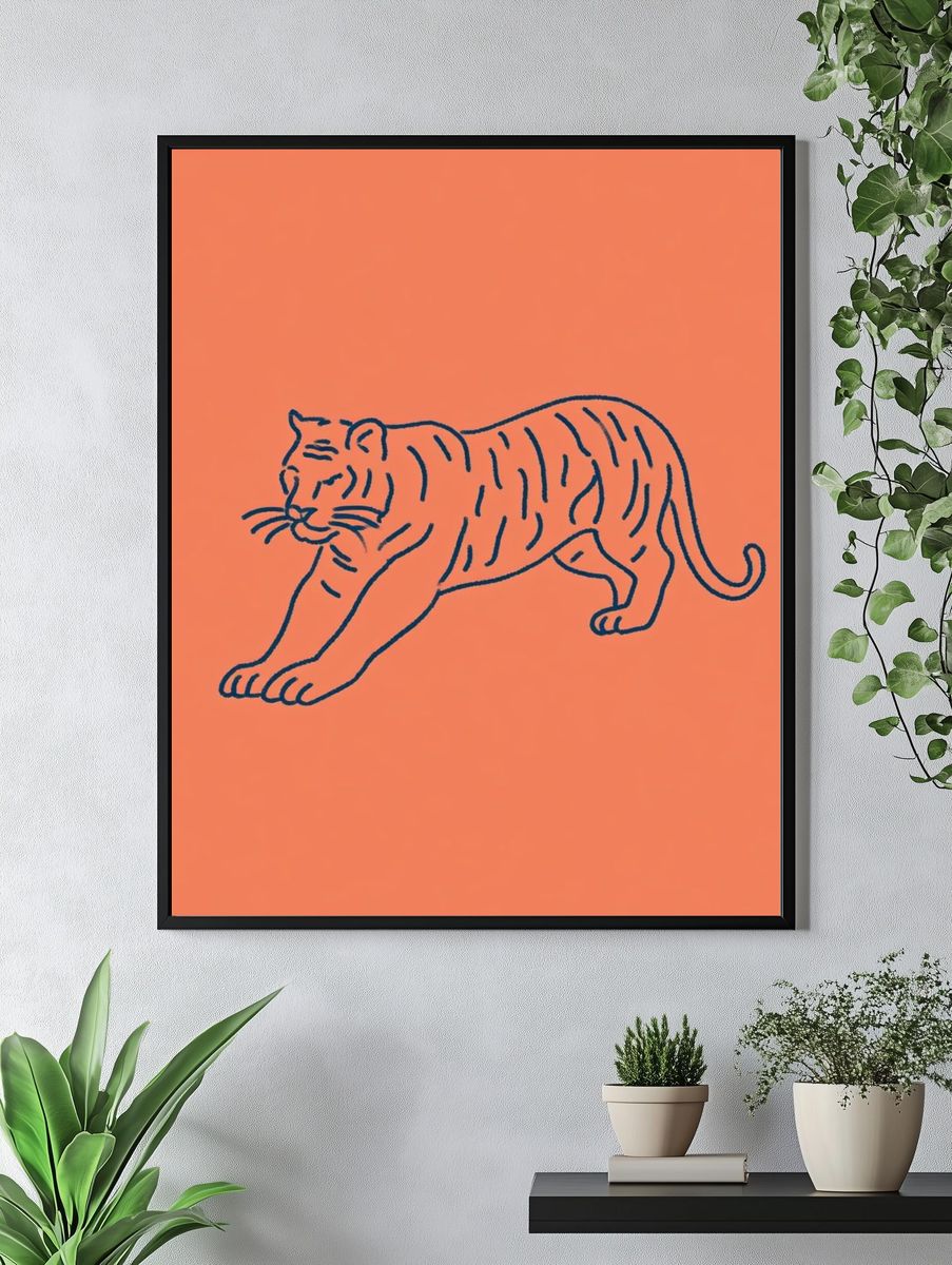 Tiger Line Art Poster. — room view 4